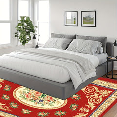 1pc Boho Anti Fatigue Kitchen Rugs Red Vintage Absorbent Non Slip Rugs