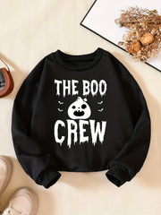 Halloween Boo Letter Print Boys Casual Sweatshirt
