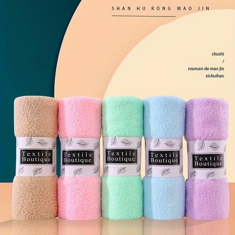 5pcs Coral Velvet Towels for Outdoor, Water Absorbent & Non-shedding