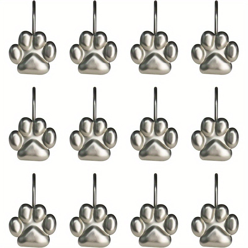 12pcs Cat Paw Print Shower Curtain Hook Bathroom Accessories