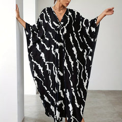 Plus Size Boho Cover Up Women's Plus Graffiti Print Loose Fit Beach Cover Up