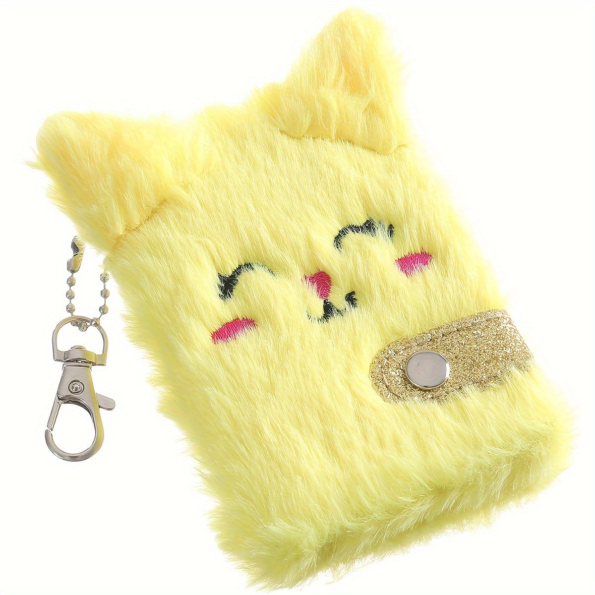 Kids Plush Cat Journal Soft Cover with Ears Keychain Backpack Accessory