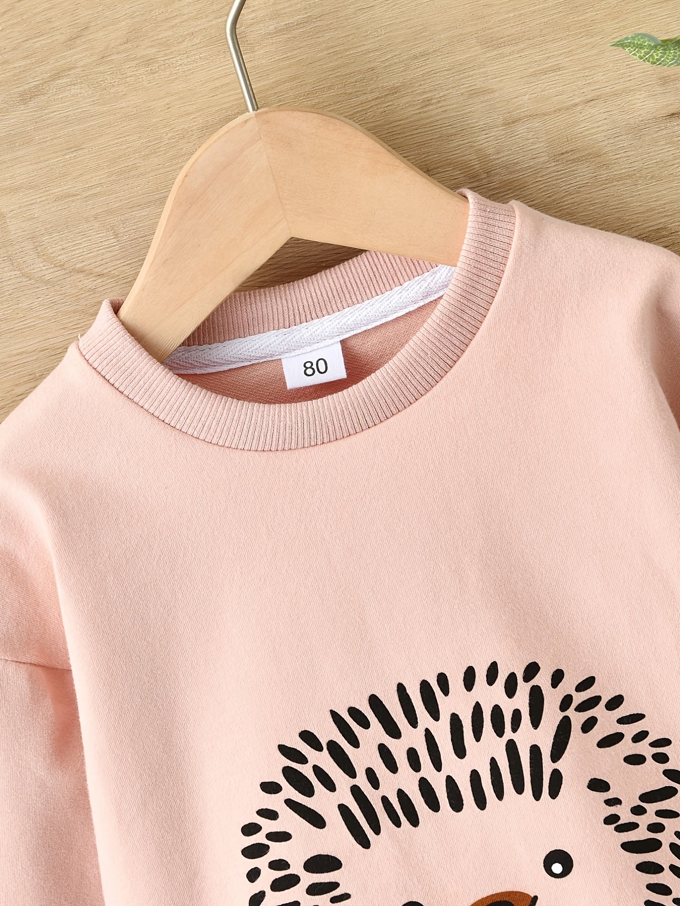 Girls Hedgehog Print Pullover Sweatshirt Crew Neck Top