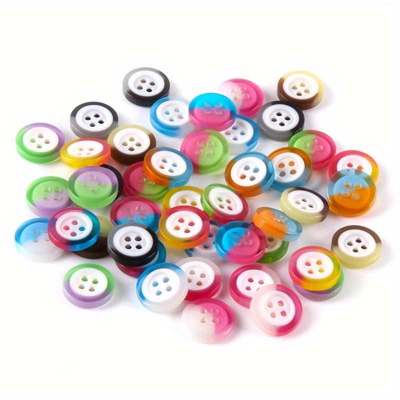 10pcs 12.5mm Resin Rainbow Candy Contrast Buttons DIY Sewing Craft Supplies