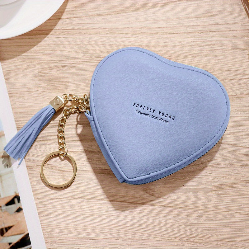 Heart Coin Purse Keychain Letter Charm Key Ring Bag Car Charm Earphone Accessory