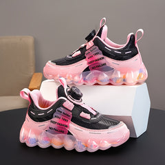 Girl's Rotating Buckle Running Shoes Soft Sole Sneakers