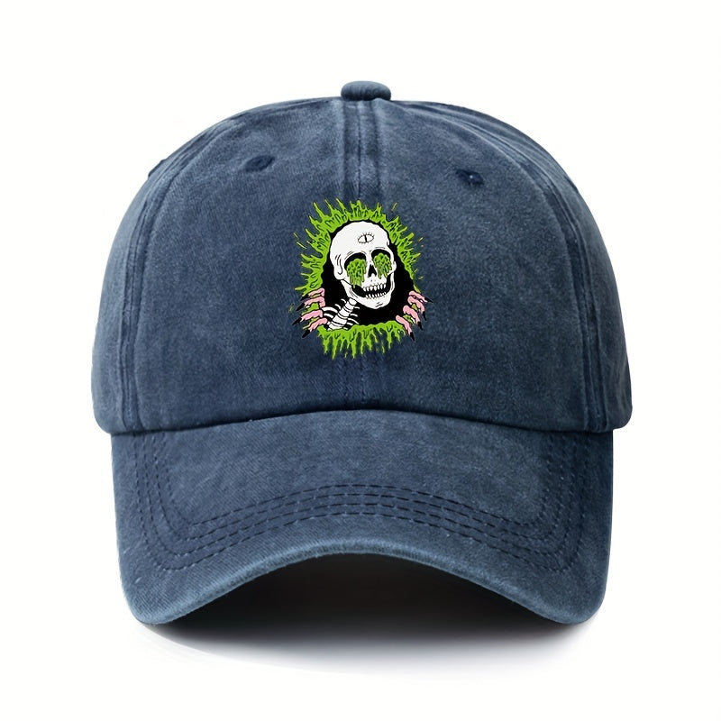 Skull Print Vintage Baseball Cap Adjustable Trucker Cap