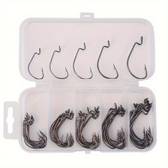 50pcs Crank Shank Hook Soft Lure Barbed Wide Gap Hook Fishing Accessories