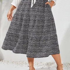 Women's Plus Dalmatian Print Maxi Skirt with Pockets