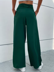 Solid Wide Leg Pants Women's Clothing