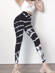 Women's Striped Tie Dye High Waist Tummy Control Leggings