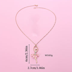 Pink Skirt Ballet Girls Necklace Pendant Birthday Gift For Girls