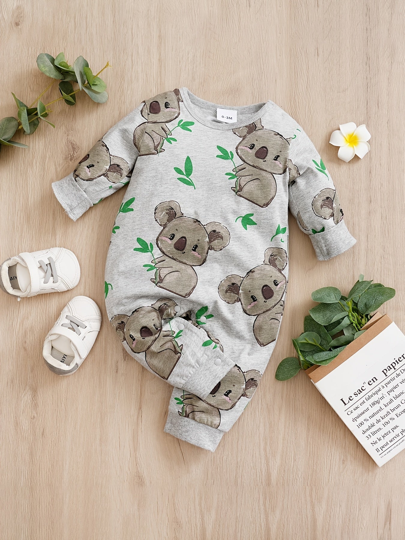 Newborn Cotton Romper Koala Print Long Sleeve Baby Bodysuit
