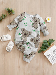 Newborn Cotton Romper Koala Print Long Sleeve Baby Bodysuit