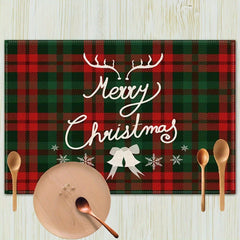 Christmas Santa Claus Mat Non Slip Heat Resistant Kitchen Table Cotton Linen Mat