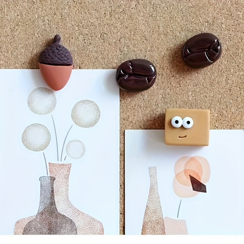 9pcs Coffee Bean Bread Nut Cartoon Thumbtack Racer Nail Cork Board