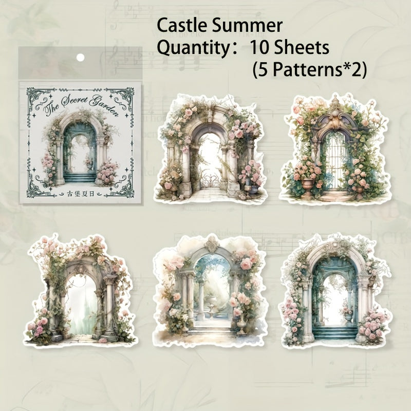 Vintage Garden Washi Stickers Pack - Flower Gate Stickers - Large Size