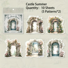 Vintage Garden Washi Stickers Pack - Flower Gate Stickers - Large Size