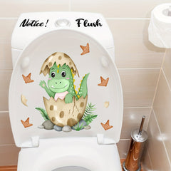 English Flush Cartoon Dinosaur Wall Sticker Bathroom Decoration