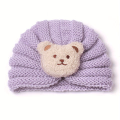 Kids Bear Head Knitted Woolen Baby Hat, 0-3 Years