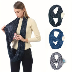 Star Image Infinity Scarf With Pocket Starry Sky Shawl Wrap