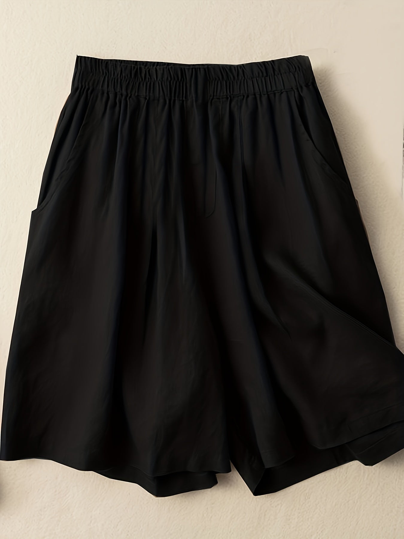 Solid Elastic Waist Shorts Casual Summer Versatile Shorts Women's Clothing