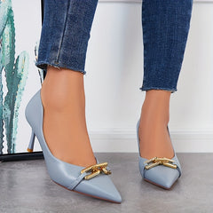 Metallic Chain High Heels Sexy Pointed Toe Stiletto Pumps