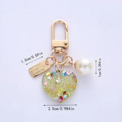 Acrylic Pearl Heart Keychain Pendant Bag Ornament