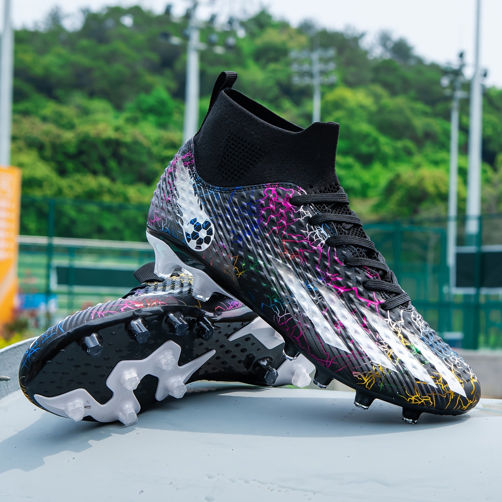 Boy's High Top Spiked Football Cleat Non Slip Soccer Shoe