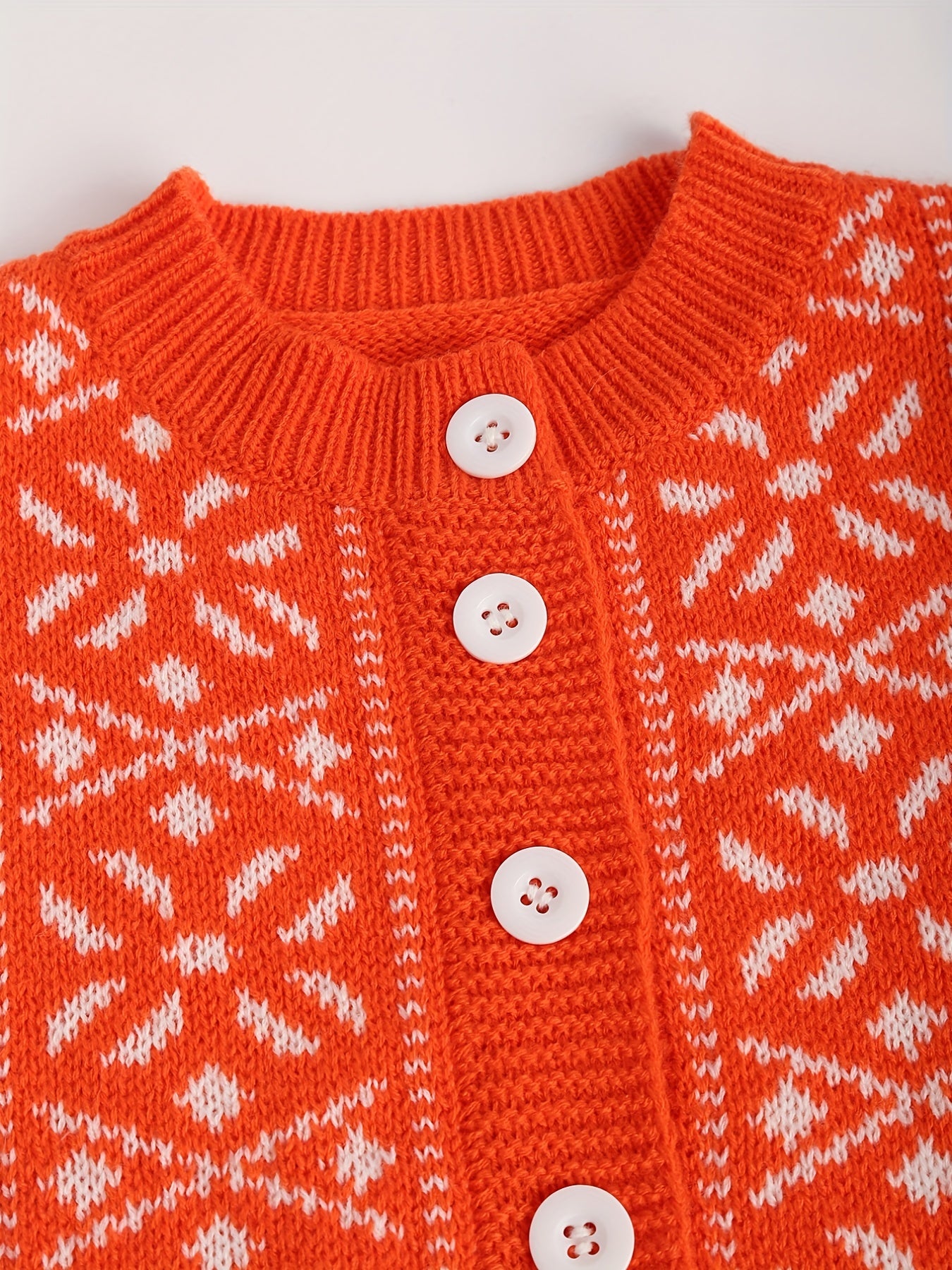 Jacquard Button Up Knit Cardigan Kids Coat Top