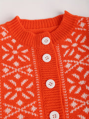 Jacquard Button Up Knit Cardigan Kids Coat Top
