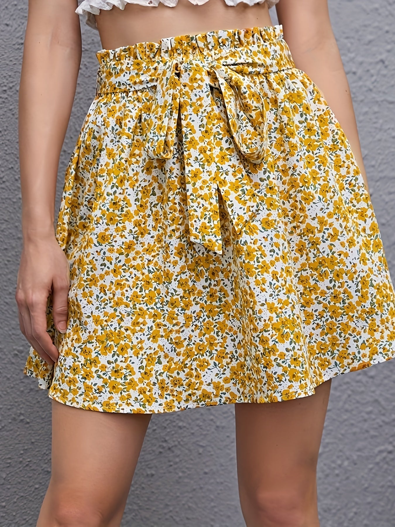 Floral Print Tie Waist Skirt for Spring & Summer