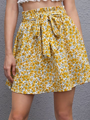 Floral Print Tie Waist Skirt for Spring & Summer