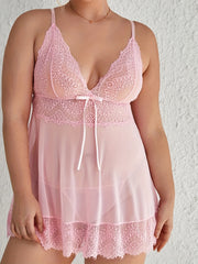 Sexy Eyelash Lace Mesh Slips With Panty