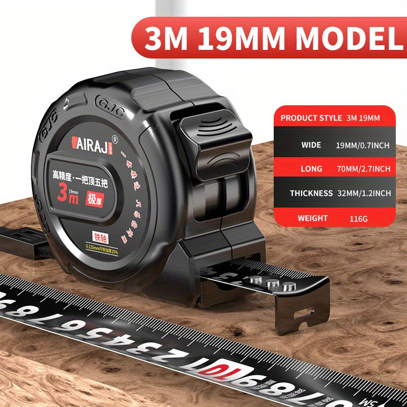 5m Steel Tape Measure Hardened Wear-resistant Anti-drop Self-locking 3ft 10m