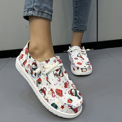 Women's Christmas Style Canvas Shoes Round Toe Non slip Flats
