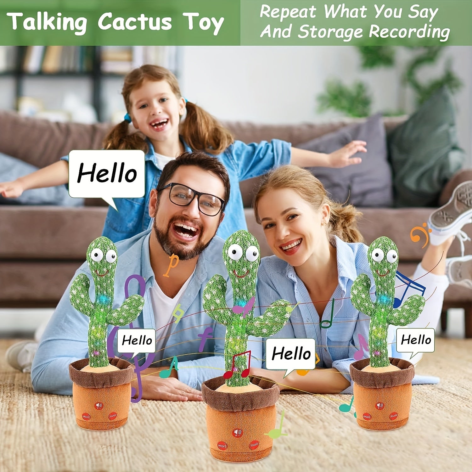 Swing Cactus Plush Doll for Kids - Battery Operated Dance & Sing Toy - Number 7