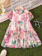 Baby Girls Ruffles Flowers Princess Dress Summer Clothes