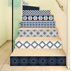 6pcs Staircase Retro Tile Wall Sticker, Waterproof Self-adhesive Vinyl Decal