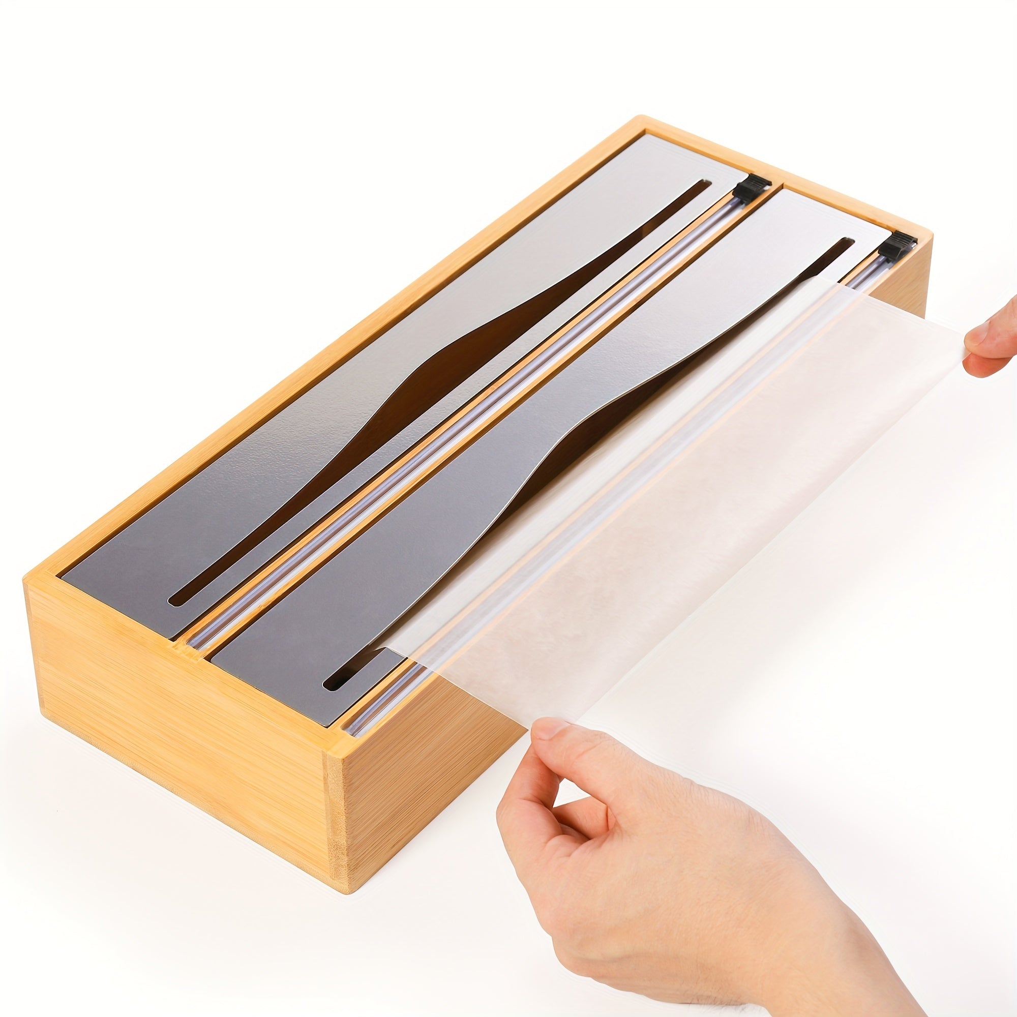 2-in-1 Foil & Plastic Wrap Organizer with Bamboo Holder