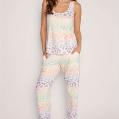 Ombre Leopard Print Tank Top & Pants Set