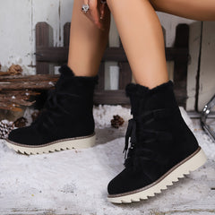 Women's Non slip Thickened Snow Boots Warm Lace Up Thick Bottom Snow Boots