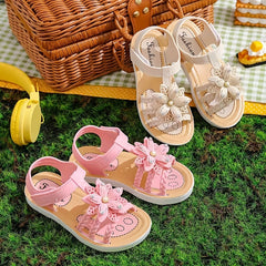 Girls Flower Open Toe Sandals Lightweight Comfortable Anti Slip Sandals