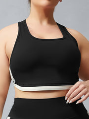 Plus Size Sports Bra Women's Plus Contrast Binding Racer Back Wireless Soft Fit