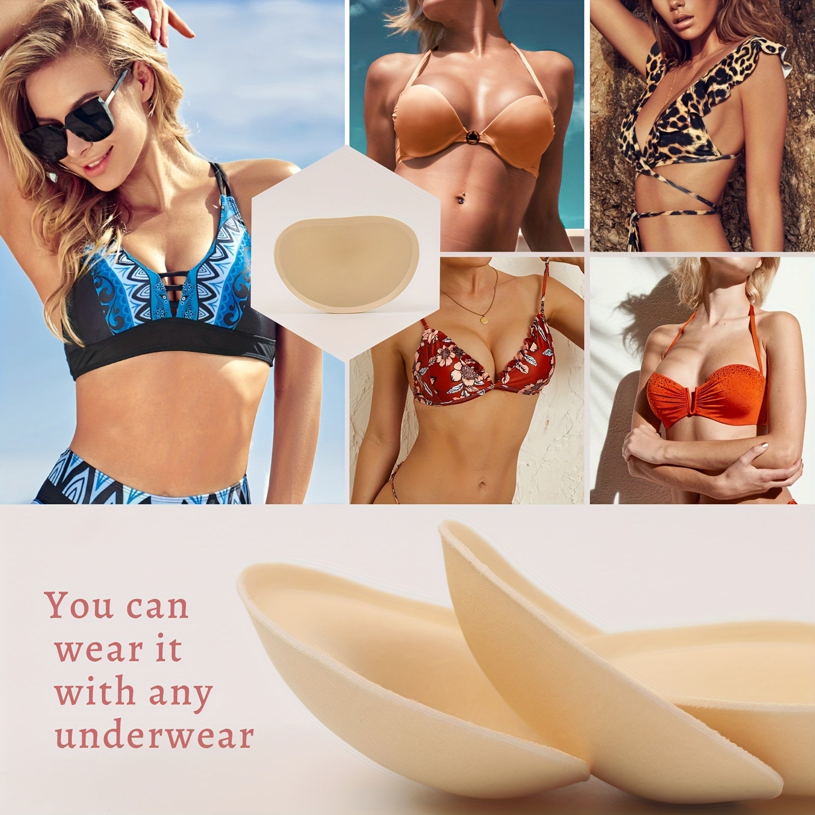 3 Pairs Sponge Bra Insert Pads Anti-convex Enhancer Women's Lingerie