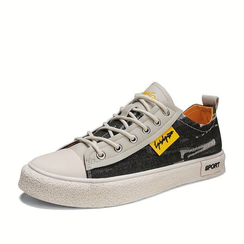 Men's Distressed Denim Skate Shoes Lace up Sneakers