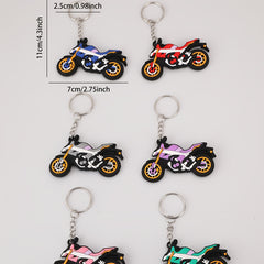 6pcs Anime Motorcycle Keychain Cartoon Bag Key Chain Keyring Ornament