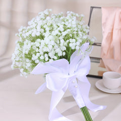 Handcrafted Children's Breath Flower Bouquet with Pearl Accents