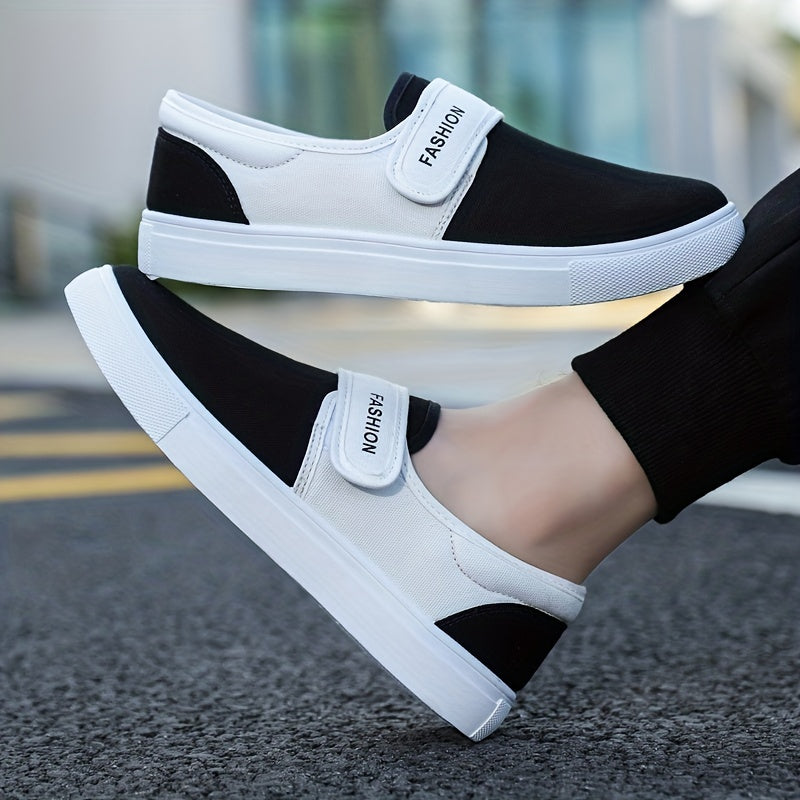 Men's Hook And Loop Canvas Skate Shoes Breathable Sneakers