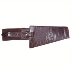 Plaid Embossed Wide Belt PU Leather Elastic Waistband for Women